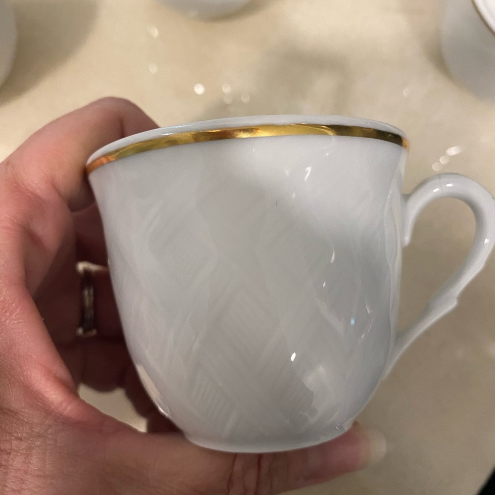 RARE CENTRUST Limoges china set of 4 demitasse cups and saucers.